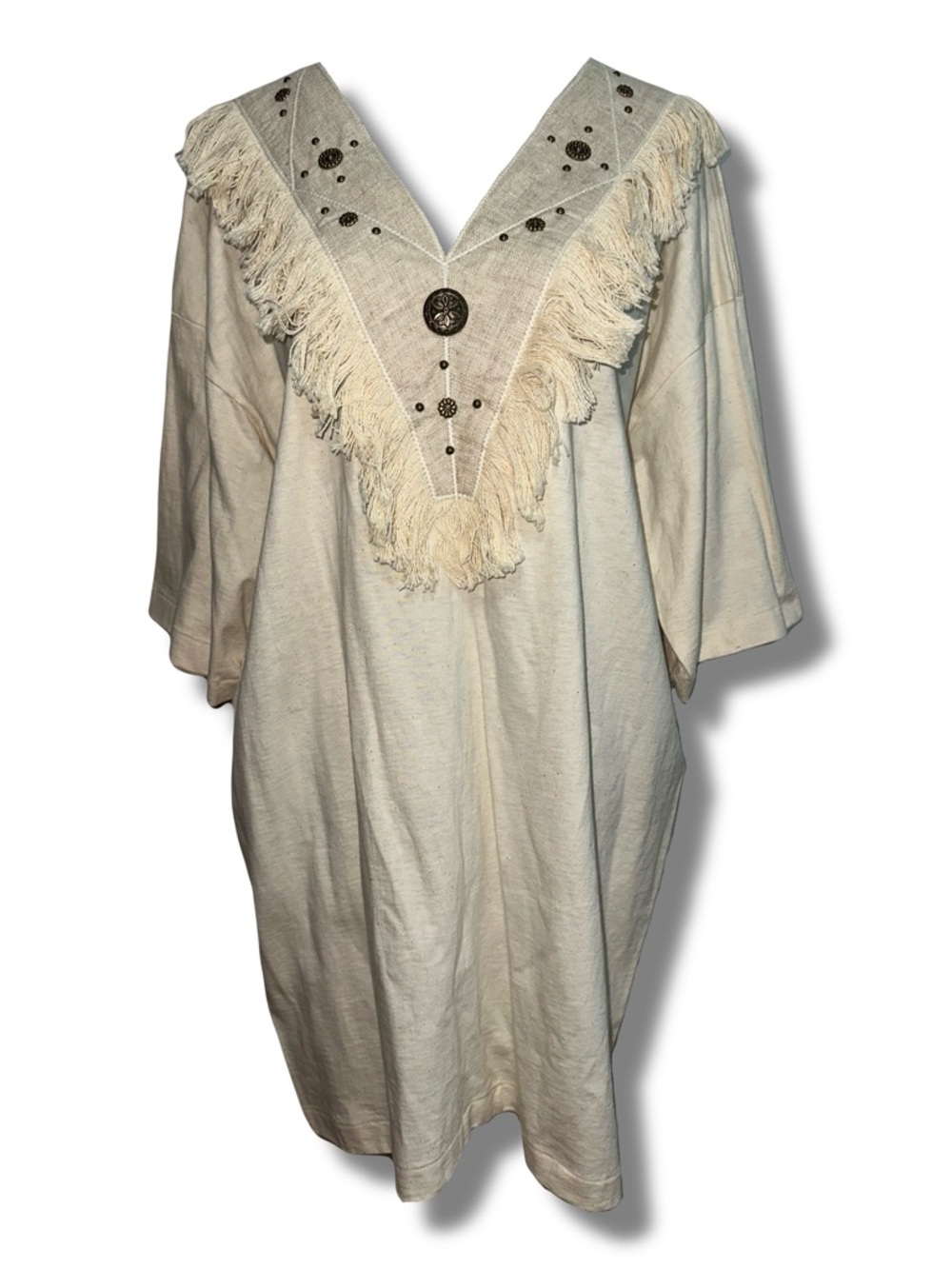 Vtg Cotton Fringe Tshirt w/ Studs